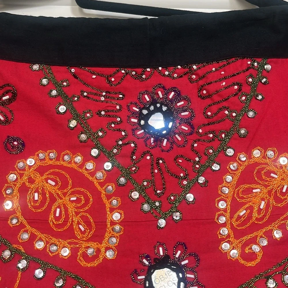 Chaudry red flare embellished skirt from India size medium - Picture 4 of 10
